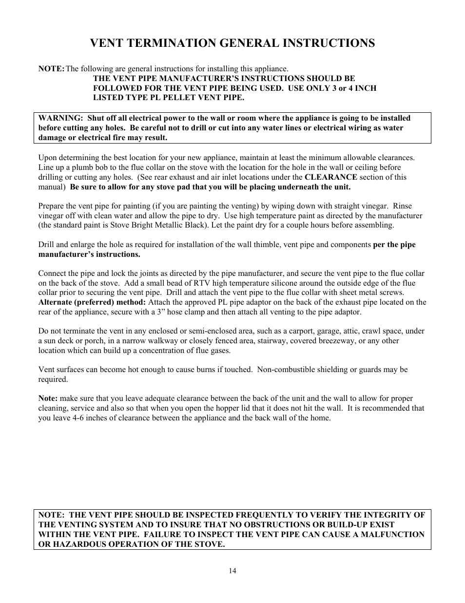 Vent termination general instructions | American Energy Systems MagnuM T40 User Manual | Page 14 / 50