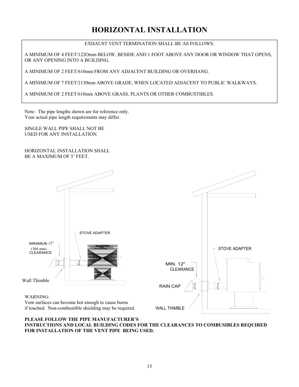Horizontal installation | American Energy Systems MagnuM T40 User Manual | Page 15 / 50