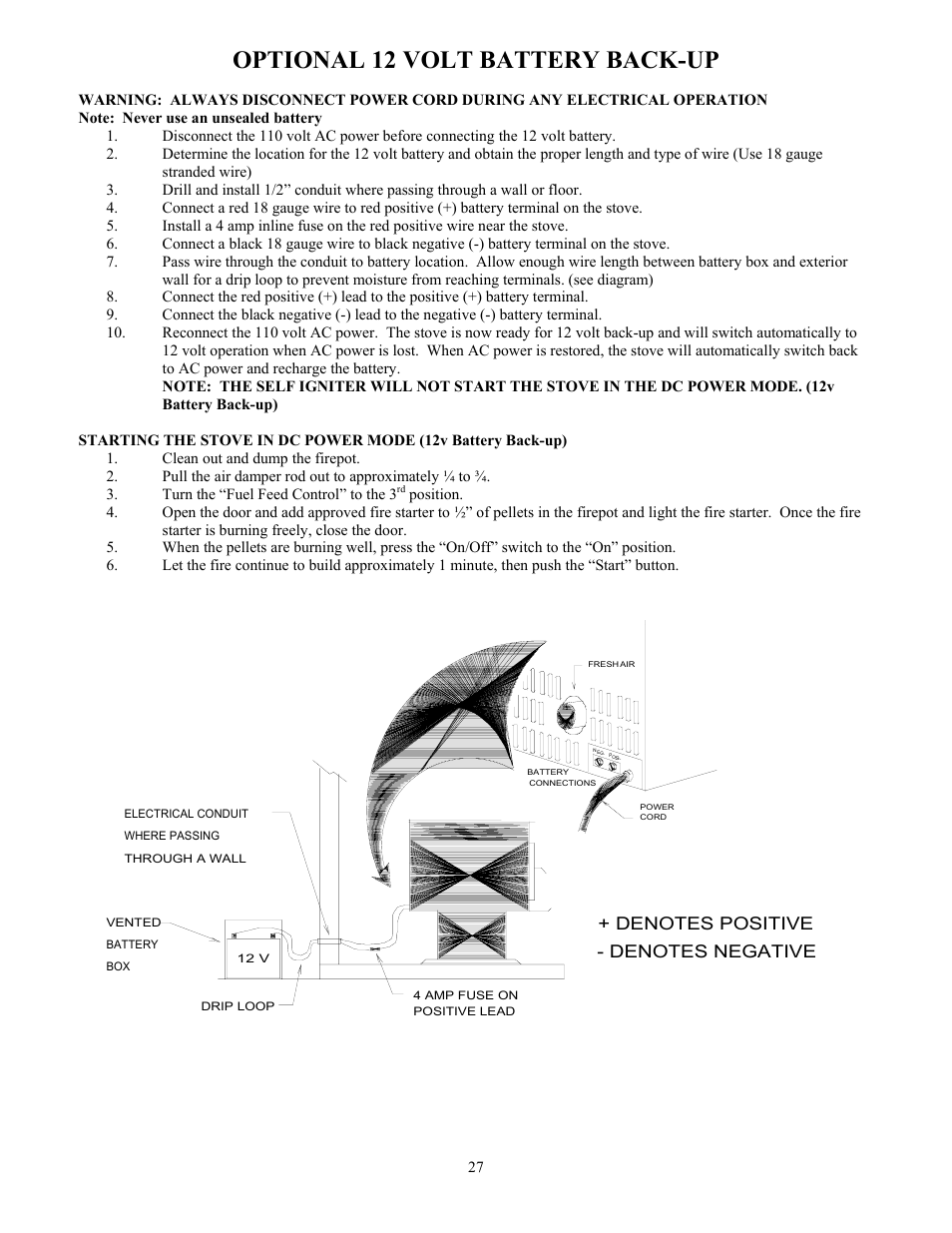 Optional 12 volt battery back-up | American Energy Systems MagnuM T40 User Manual | Page 27 / 50