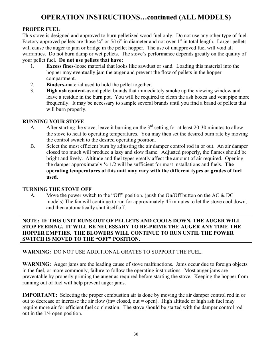 Operation instructions…continued (all models) | American Energy Systems MagnuM T40 User Manual | Page 30 / 50