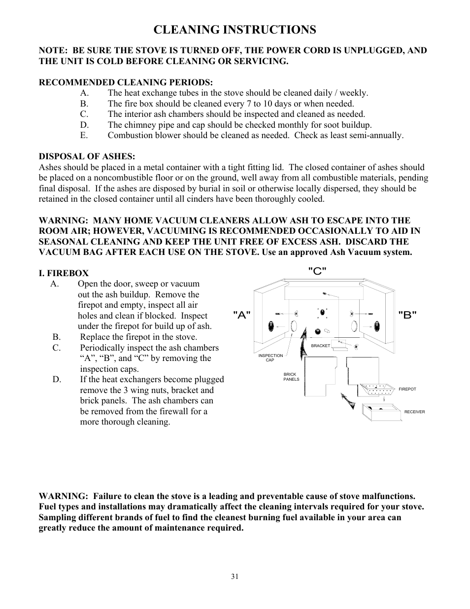 Cleaning instructions, A" "b" "c | American Energy Systems MagnuM T40 User Manual | Page 31 / 50