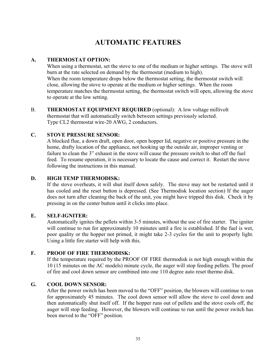 Automatic features | American Energy Systems MagnuM T40 User Manual | Page 35 / 50