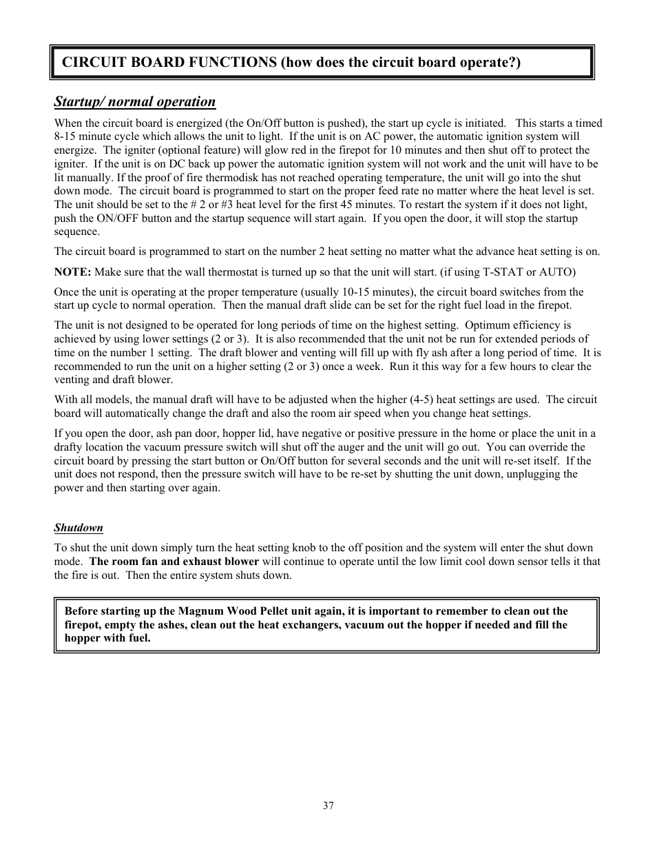 Startup/ normal operation | American Energy Systems MagnuM T40 User Manual | Page 37 / 50