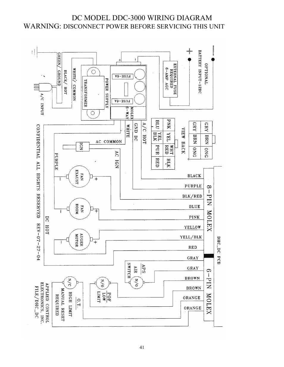 Dc model ddc-3000 wiring diagram warning | American Energy Systems MagnuM T40 User Manual | Page 41 / 50