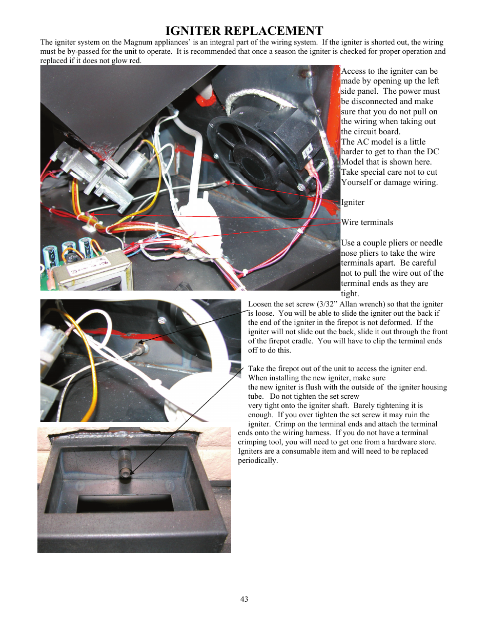 Igniter replacement | American Energy Systems MagnuM T40 User Manual | Page 43 / 50