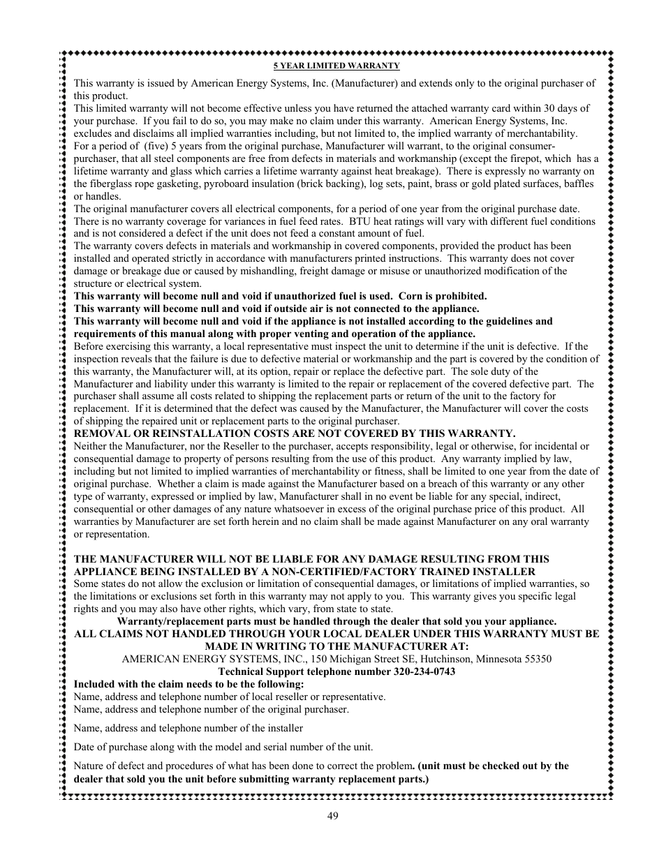 American Energy Systems MagnuM T40 User Manual | Page 49 / 50