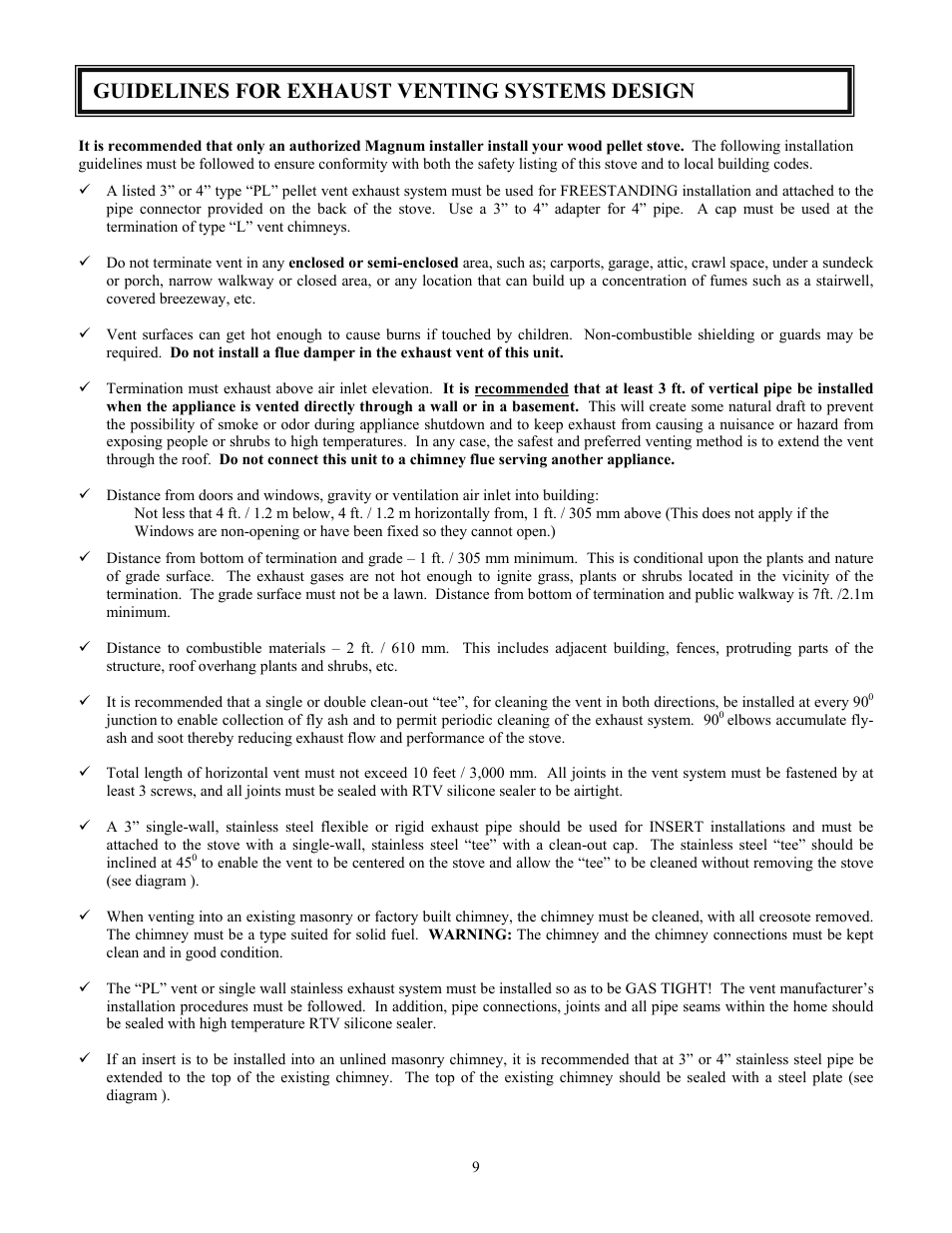 Guidelines for exhaust venting systems design | American Energy Systems MagnuM T40 User Manual | Page 9 / 50