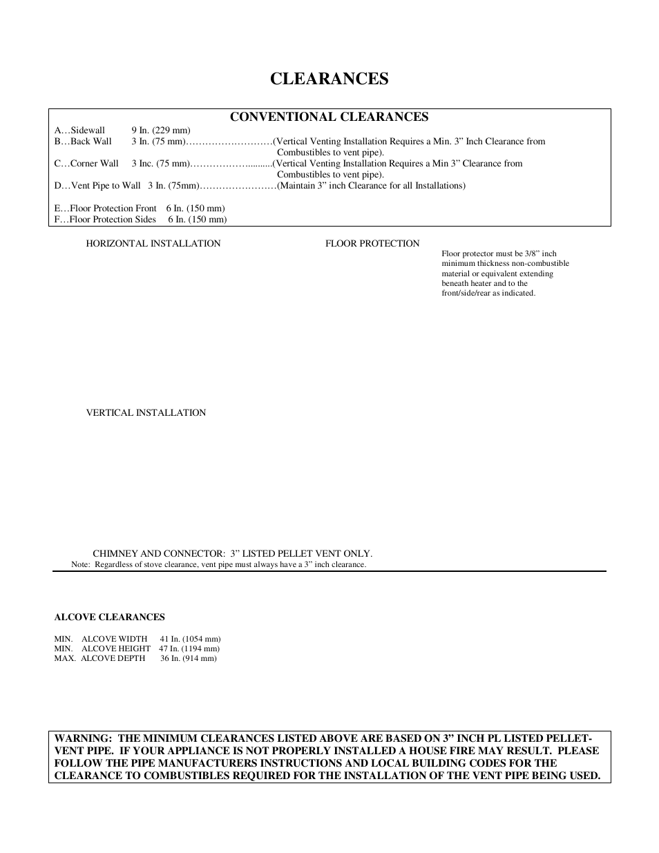 Clearances, Conventional clearances | American Energy Systems MagnuM T40 User Manual | Page 7 / 19