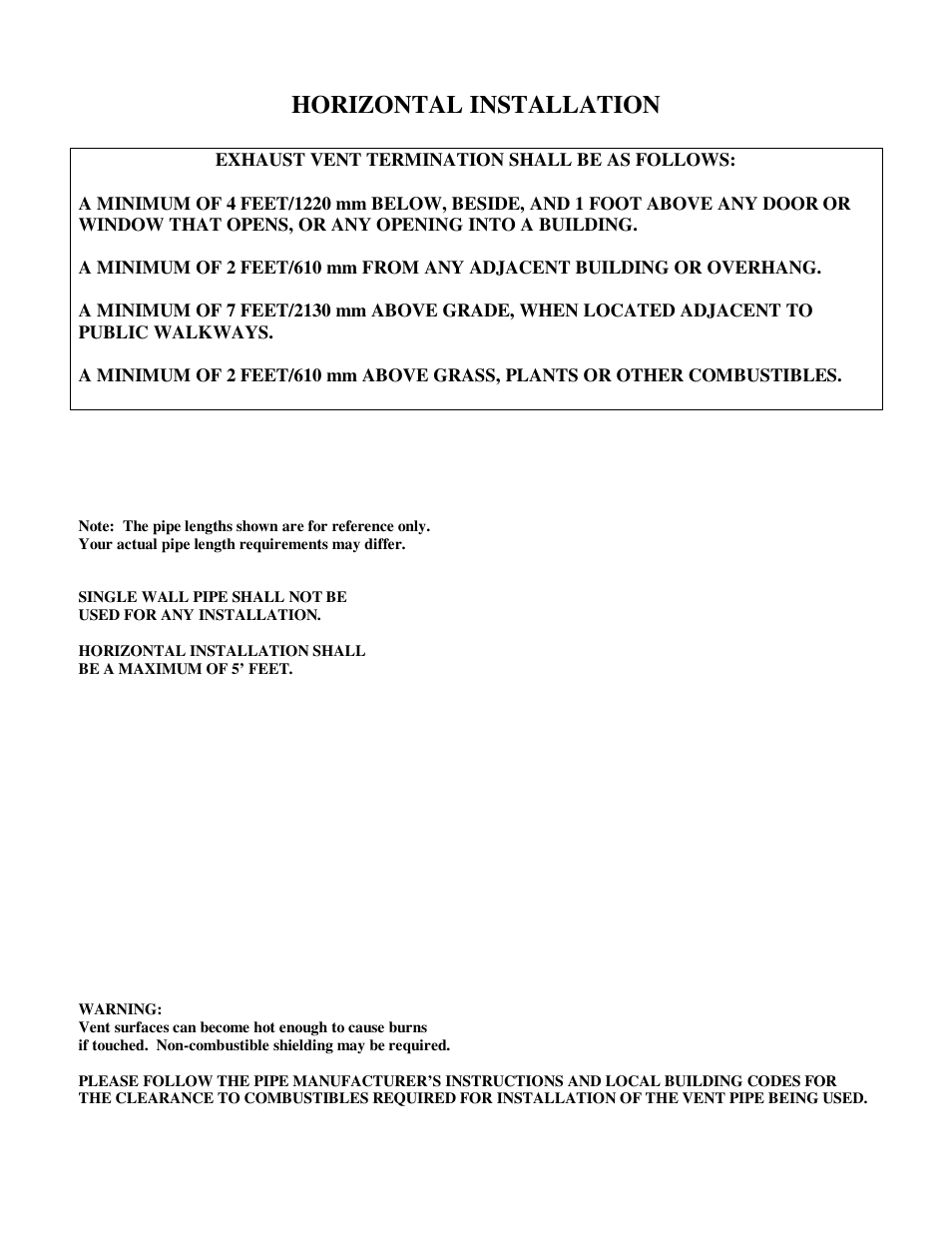 Horizontal installation | American Energy Systems MagnuM T40 User Manual | Page 9 / 19