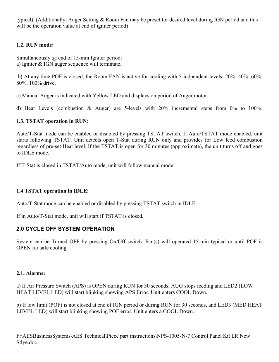 American Energy Systems NPS-1005-N-7 Control Panel User Manual | Page 10 / 11