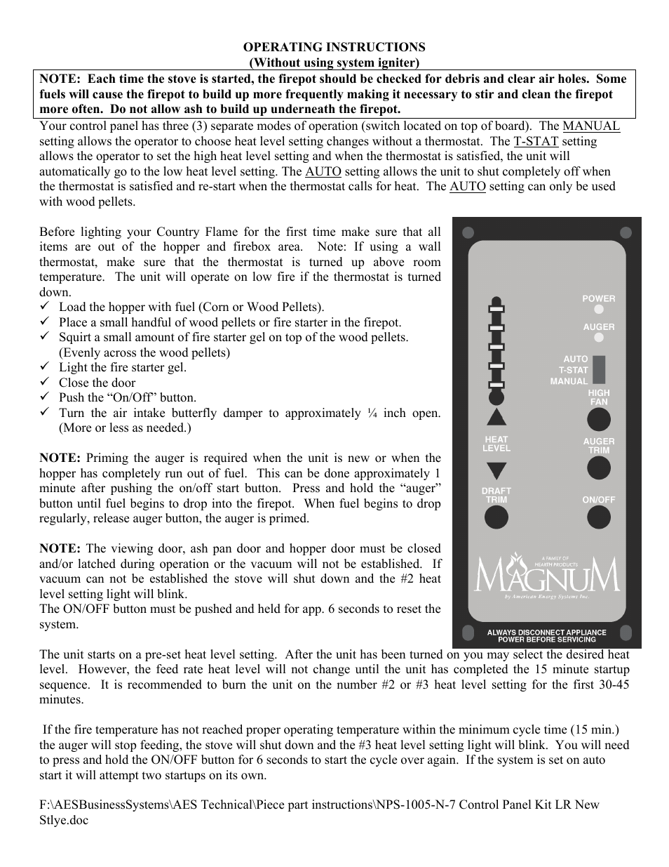 American Energy Systems NPS-1005-N-7 Control Panel User Manual | Page 6 / 11