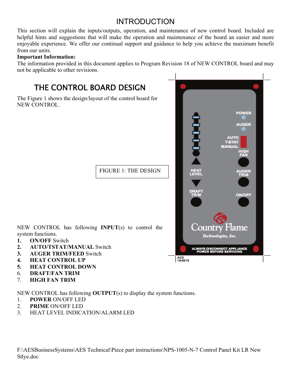 Introduction, The control board design | American Energy Systems NPS-1005-N-7 Control Panel User Manual | Page 8 / 11