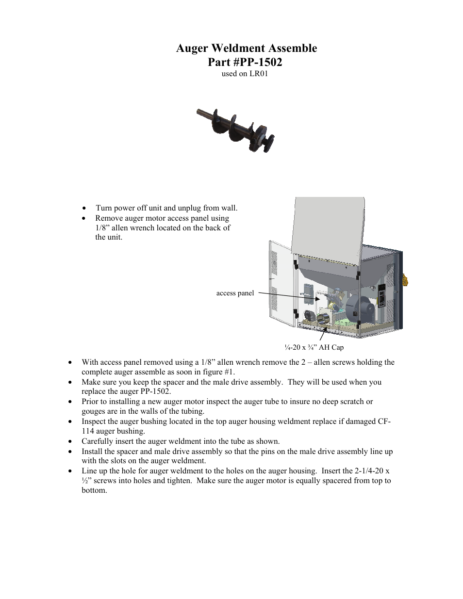 American Energy Systems PP-1502 Auger Weldment User Manual | 2 pages