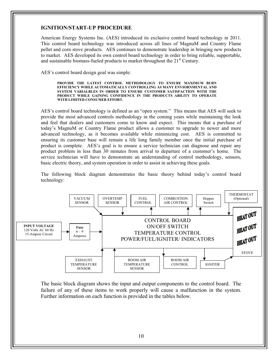 Ignition/start-up procedure | American Energy Systems Country Flame Little Rascal User Manual | Page 10 / 35