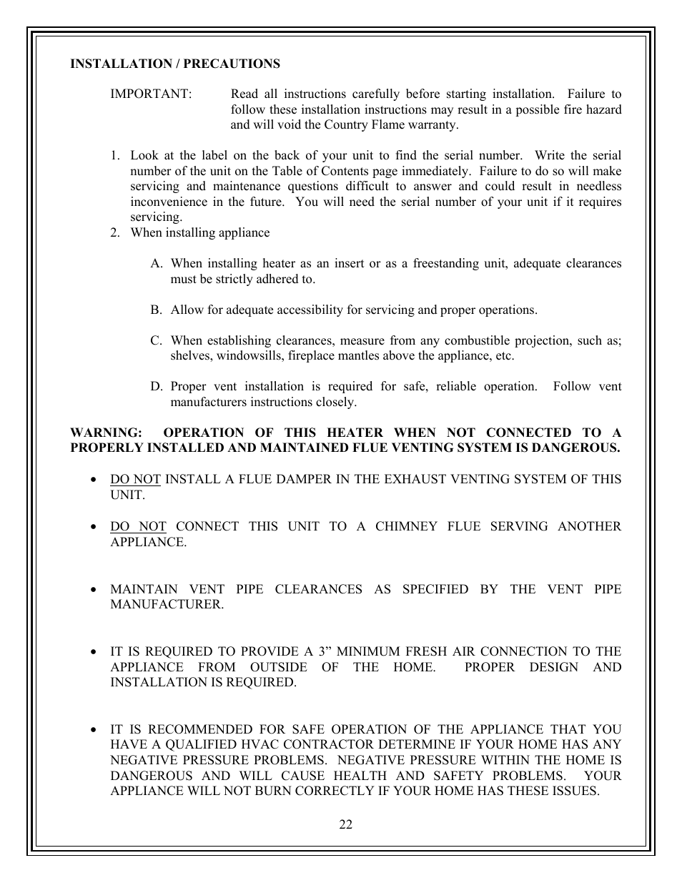 American Energy Systems Country Flame Little Rascal User Manual | Page 22 / 35