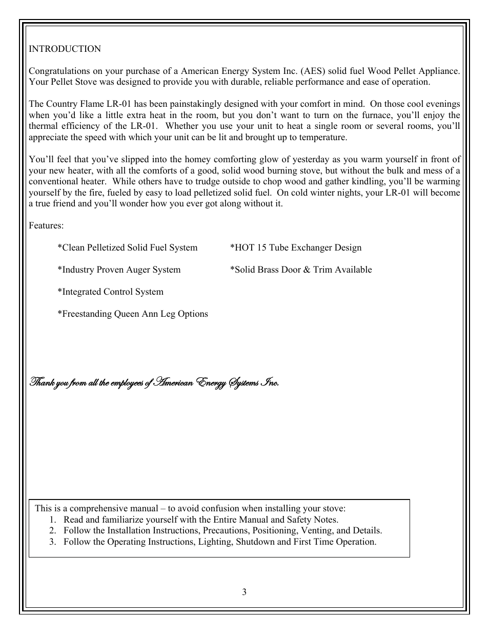 American Energy Systems Country Flame Little Rascal User Manual | Page 3 / 35