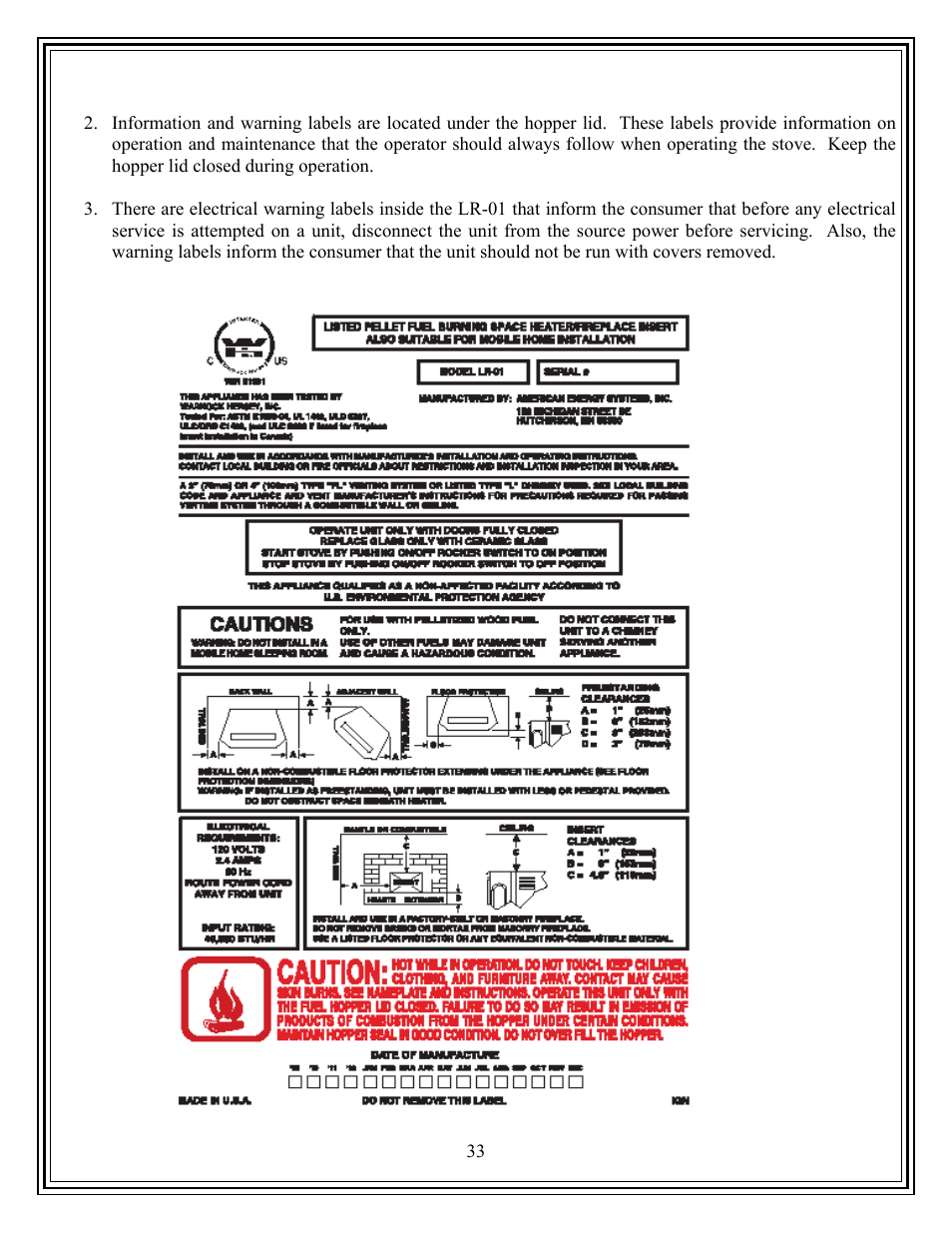 American Energy Systems Country Flame Little Rascal User Manual | Page 33 / 35