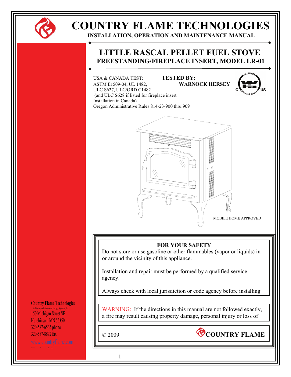 American Energy Systems Country Flame Little Rascal User Manual | 37 pages