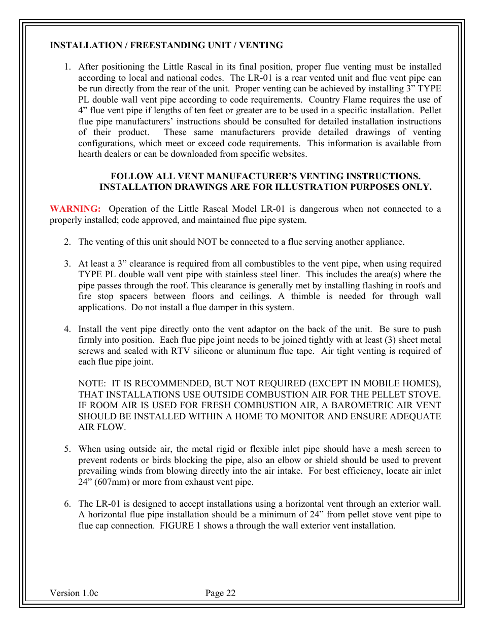 American Energy Systems Country Flame Little Rascal User Manual | Page 22 / 37