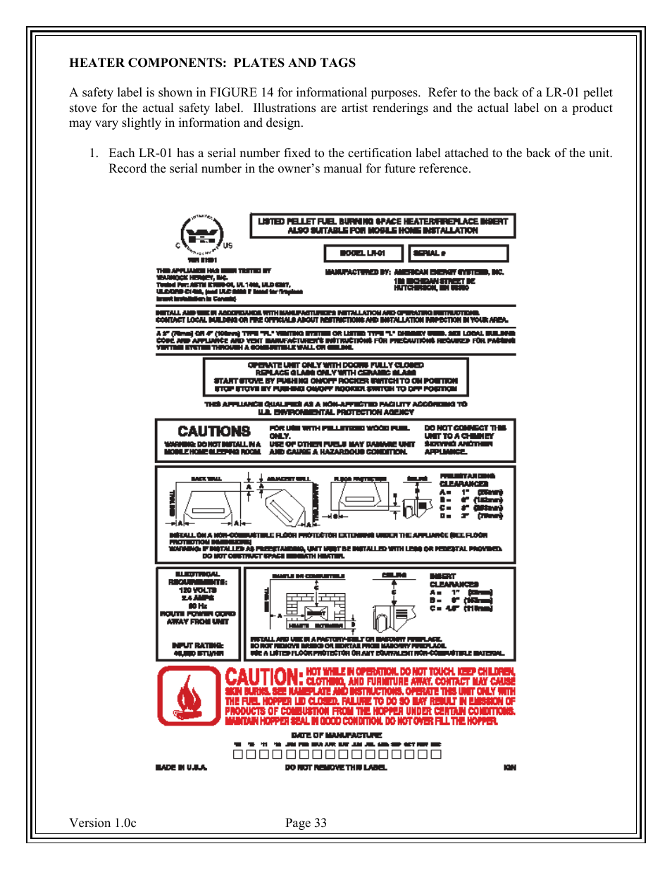 American Energy Systems Country Flame Little Rascal User Manual | Page 33 / 37