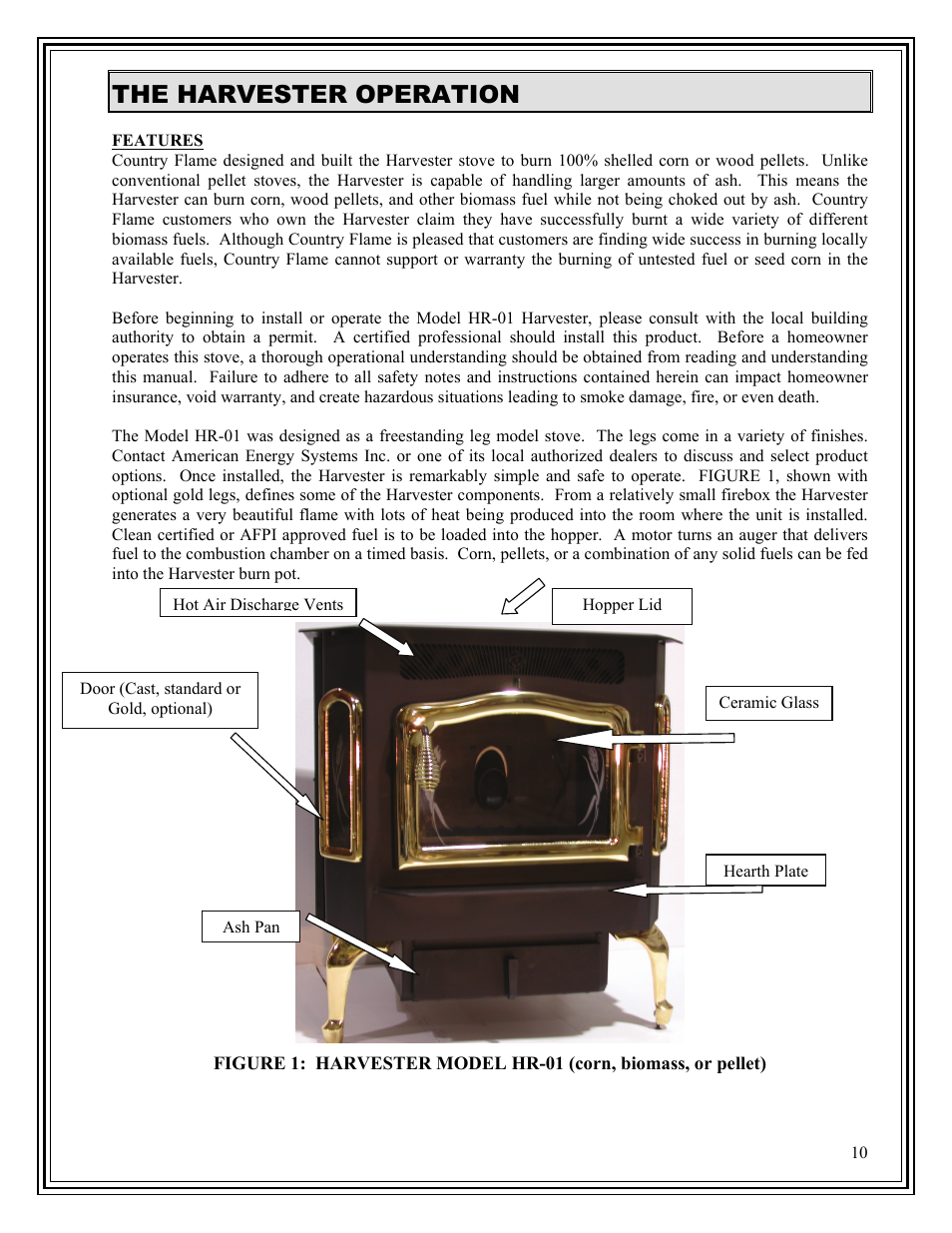 The harvester operation | American Energy Systems Harvester User Manual | Page 10 / 44