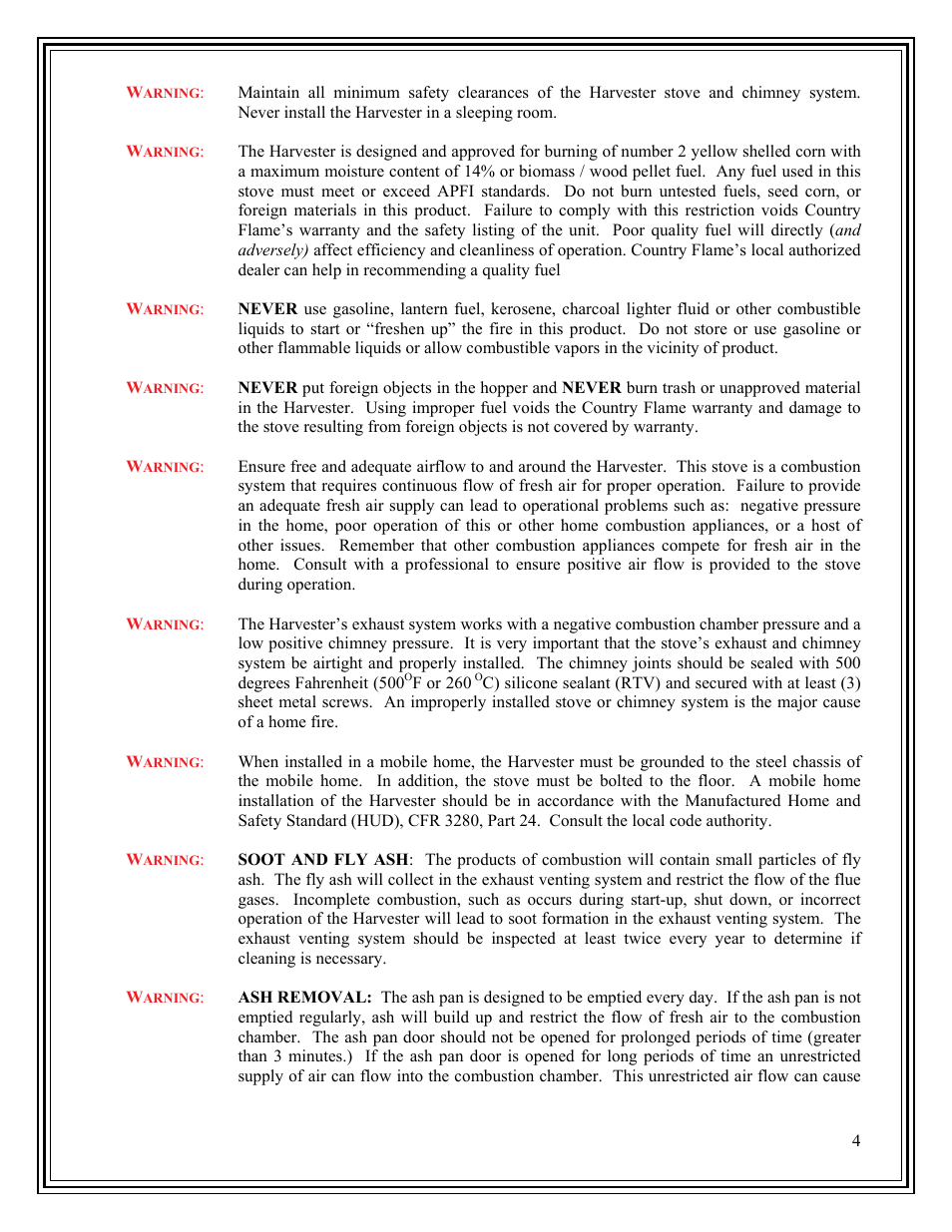 American Energy Systems Harvester User Manual | Page 4 / 44