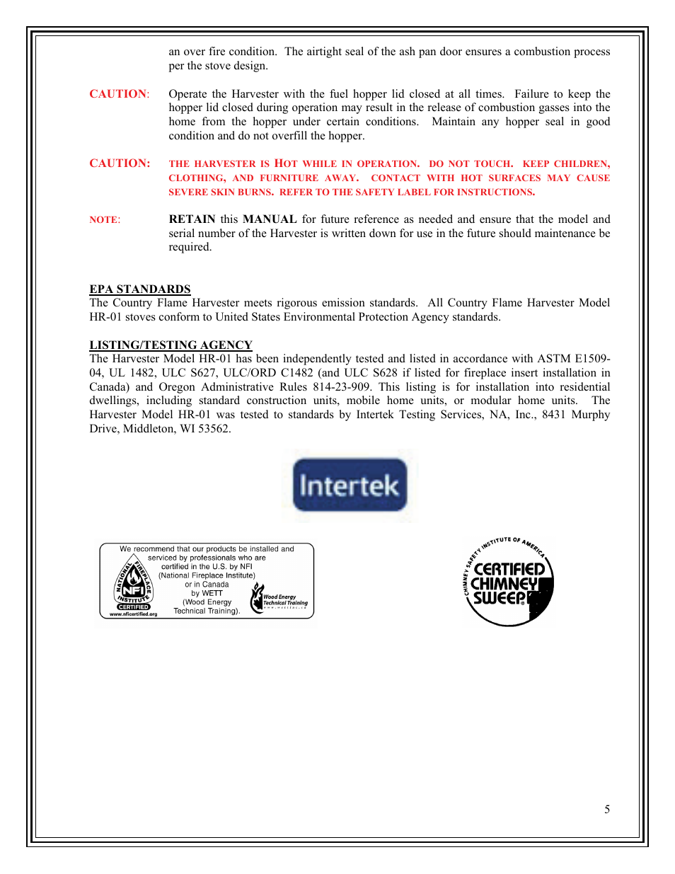 American Energy Systems Harvester User Manual | Page 5 / 44