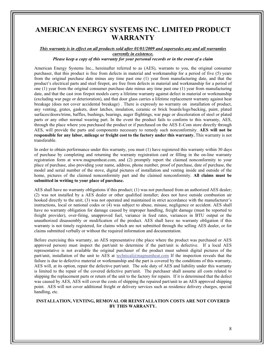 American Energy Systems Harvester User Manual | Page 8 / 44