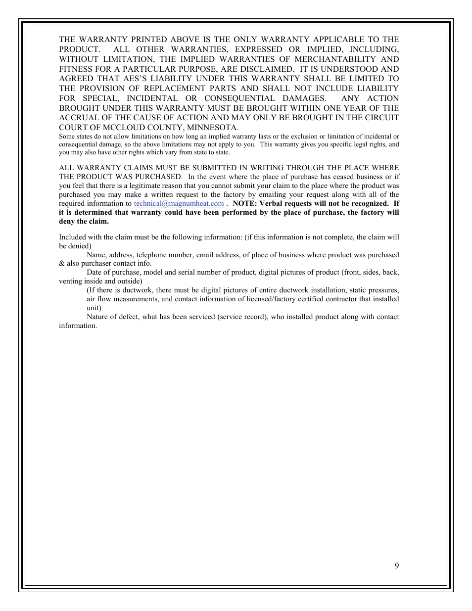 American Energy Systems Harvester User Manual | Page 9 / 44