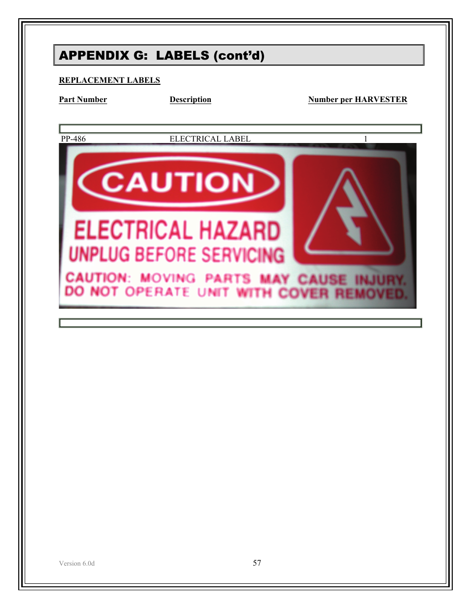 Appendix g: labels (cont’d) | American Energy Systems Harvester User Manual | Page 57 / 57