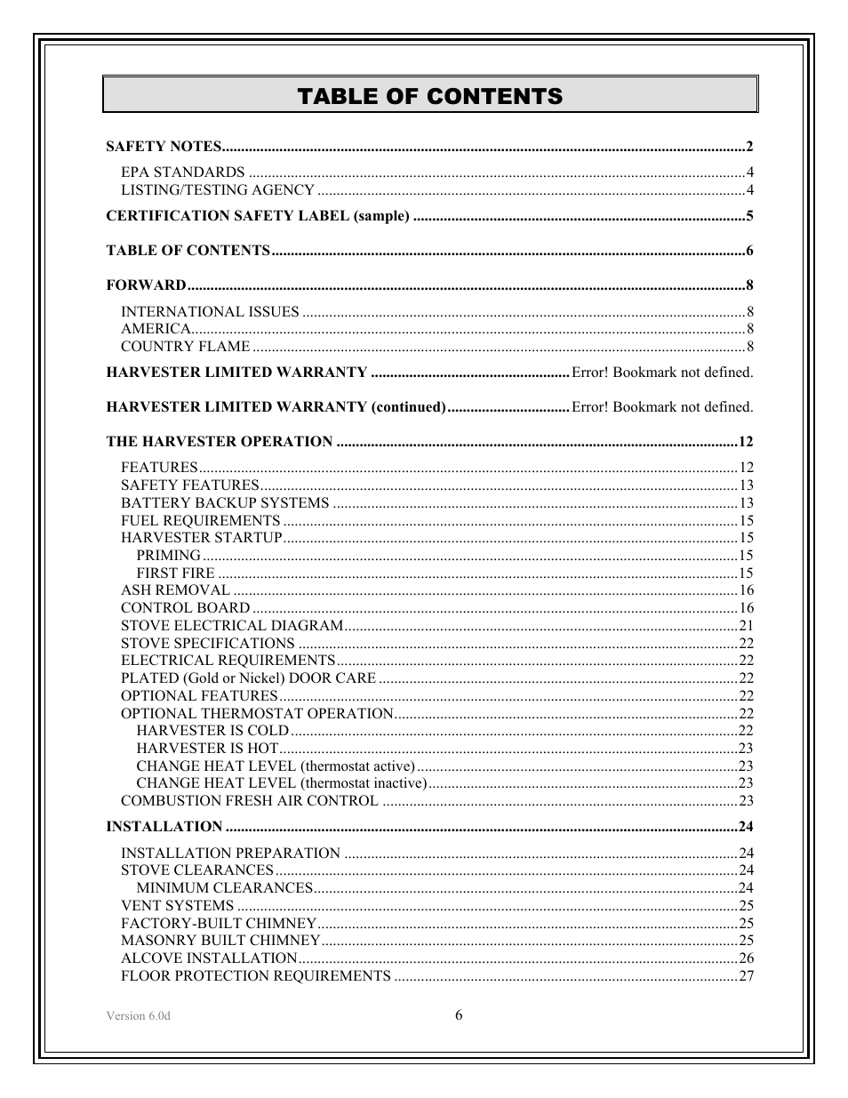 American Energy Systems Harvester User Manual | Page 6 / 57