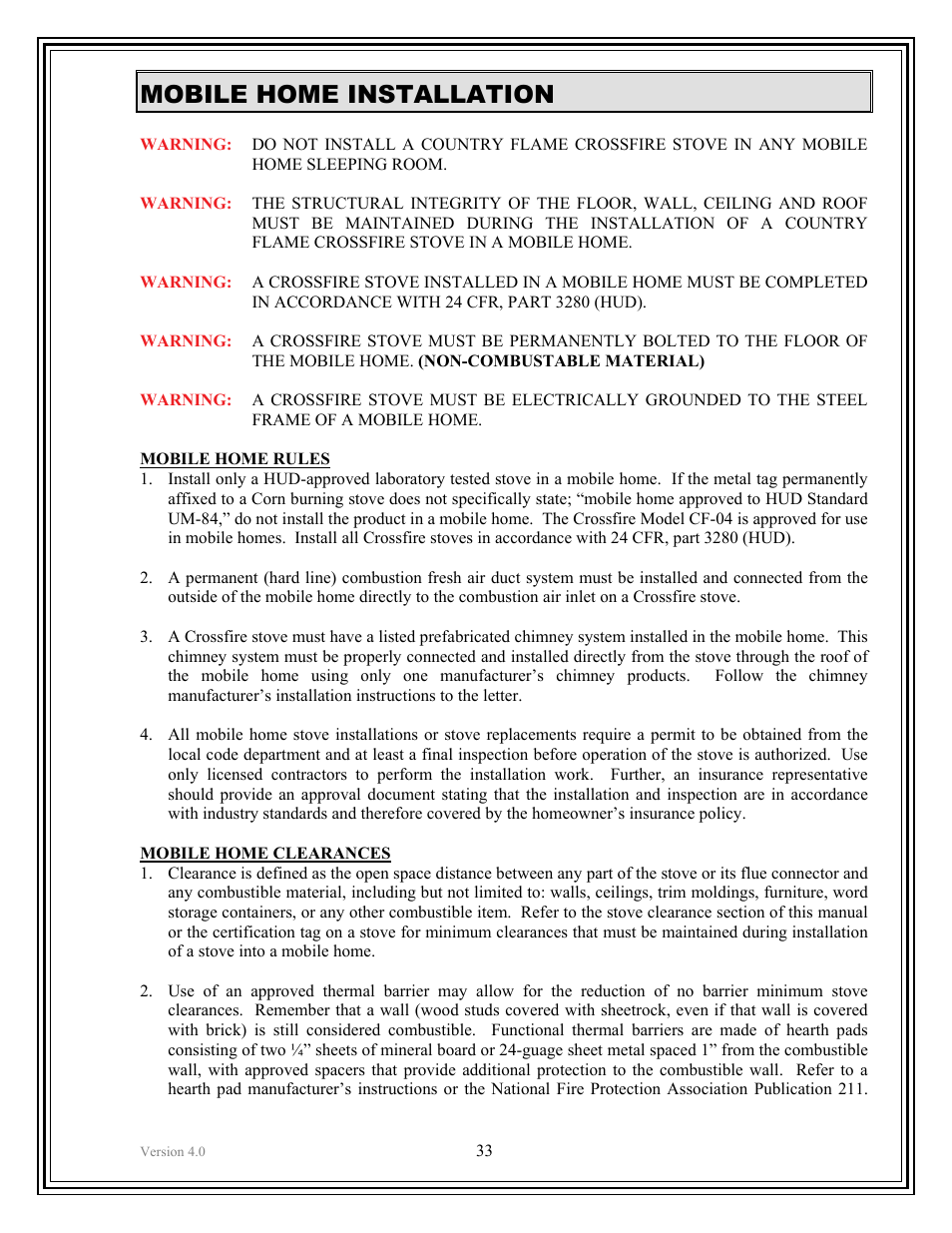 Mobile home installation | American Energy Systems Crossfire Flex User Manual | Page 33 / 58