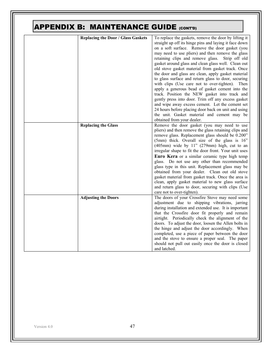 Appendix b: maintenance guide | American Energy Systems Crossfire Flex User Manual | Page 47 / 58