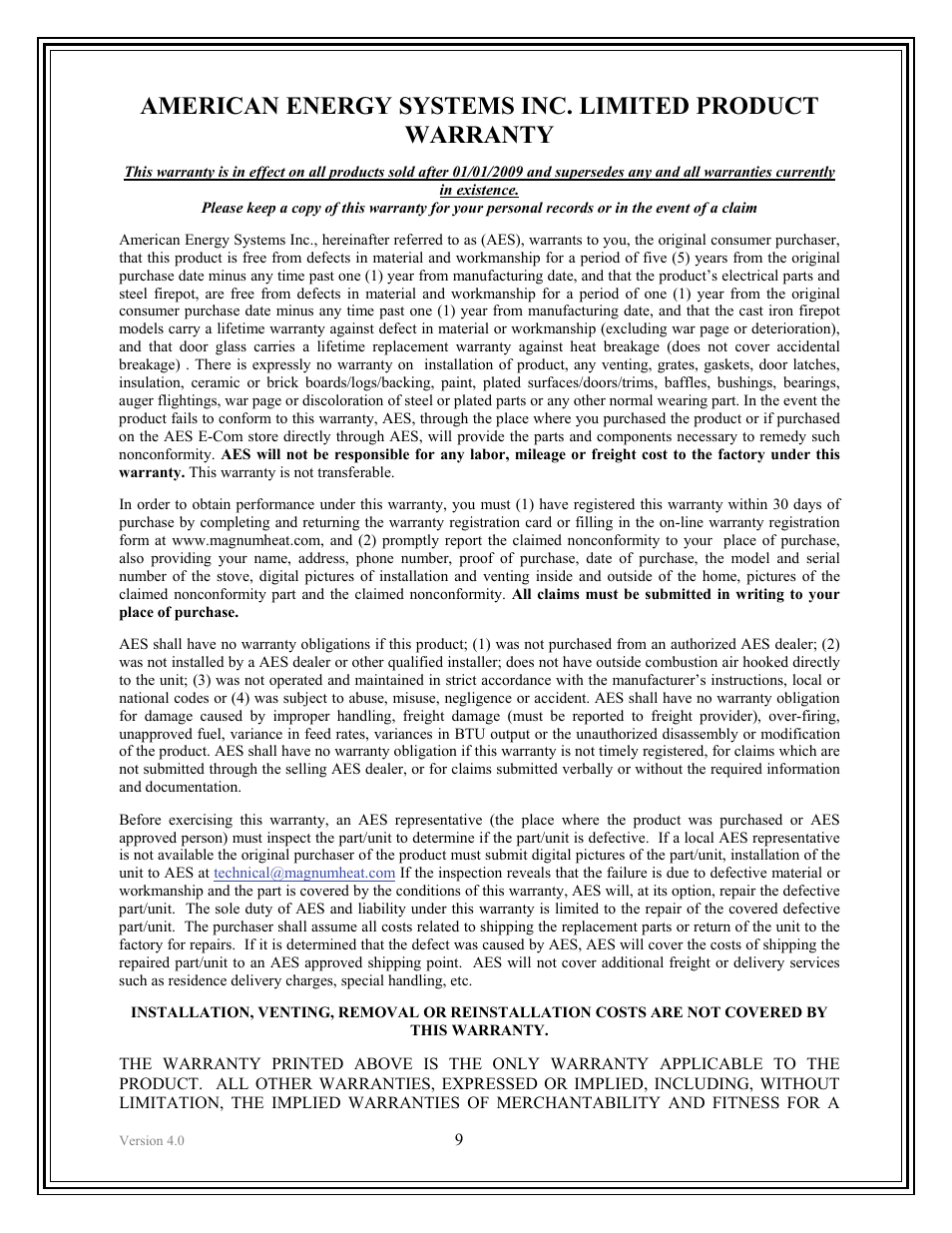 American Energy Systems Crossfire Flex User Manual | Page 9 / 58