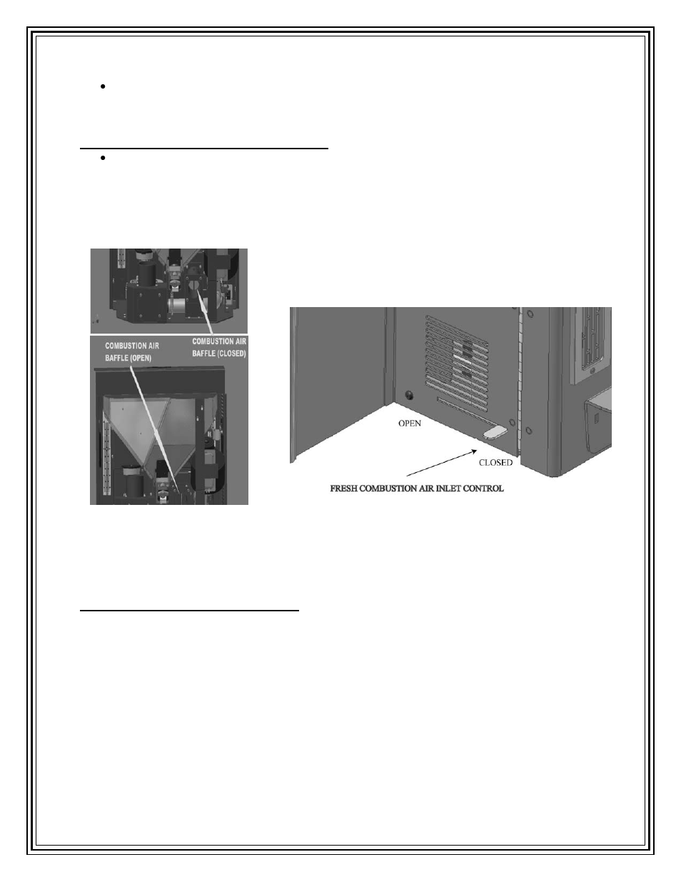 Change heat level (thermostat inactive), Combustion fresh air control | American Energy Systems Crossfire Flex User Manual | Page 26 / 54