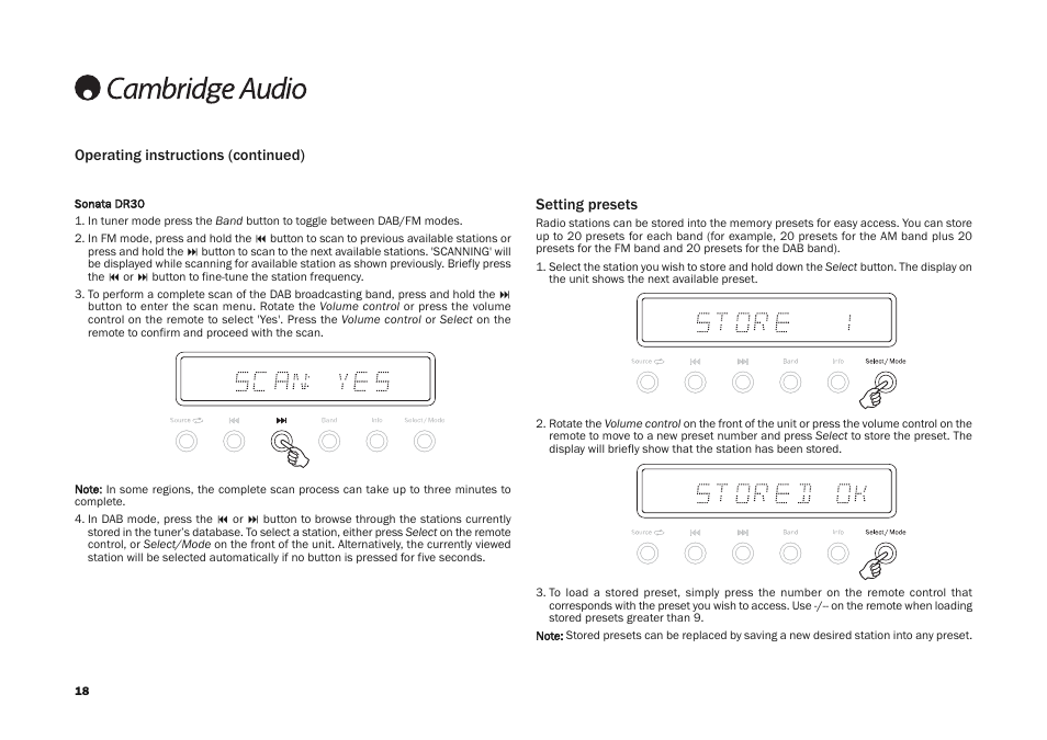 Cambridge Audio DR30 User Manual | Page 18 / 26