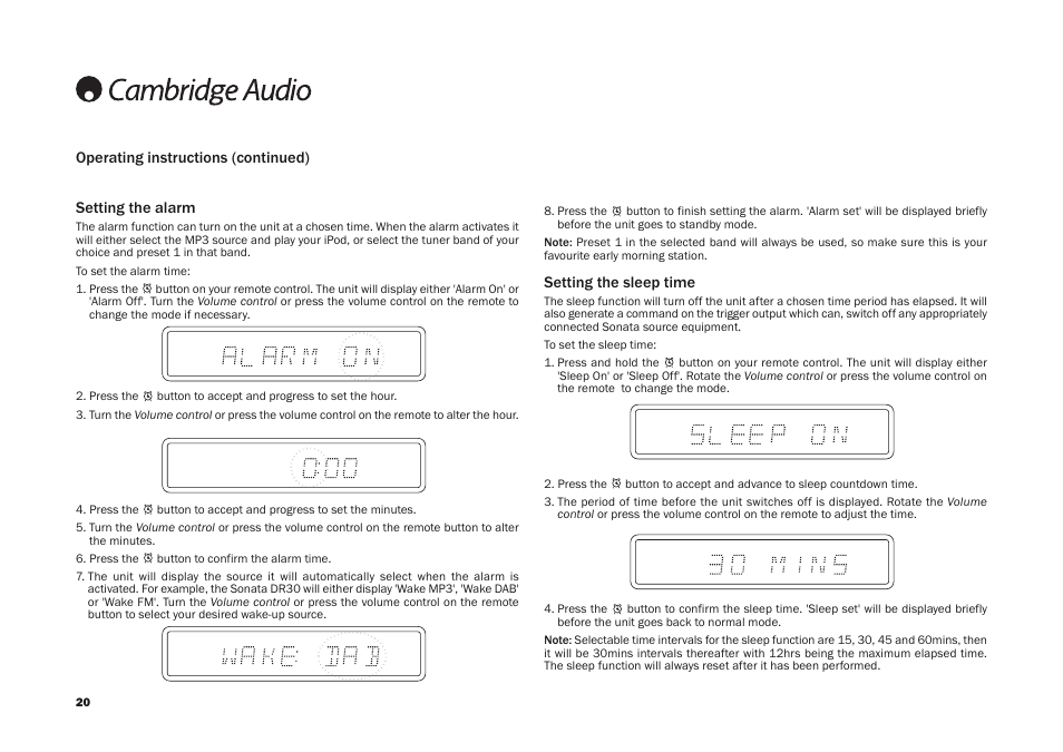 Cambridge Audio DR30 User Manual | Page 20 / 26