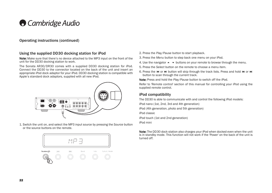 Cambridge Audio DR30 User Manual | Page 22 / 26