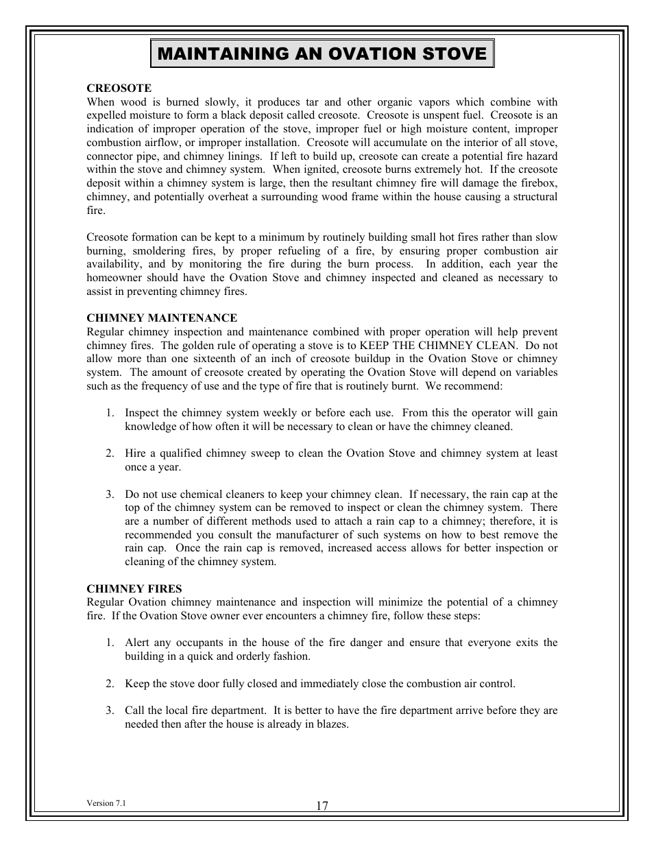 Maintaining an ovation stove | American Energy Systems Ovation User Manual | Page 17 / 52