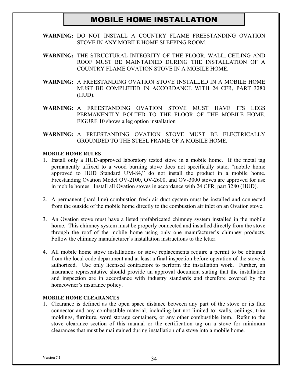 Mobile home installation | American Energy Systems Ovation User Manual | Page 34 / 53