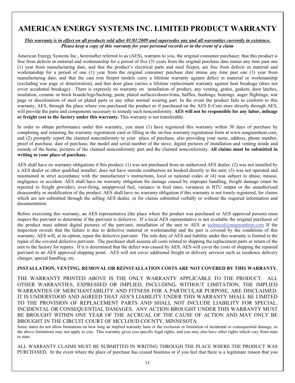 American Energy Systems Catalytic BBF User Manual | Page 11 / 63