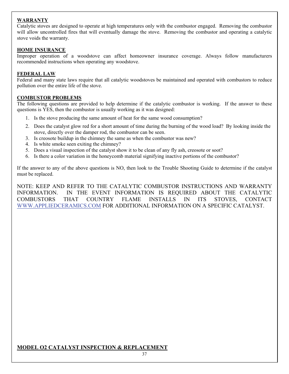 American Energy Systems O2 Catalytic User Manual | Page 37 / 54