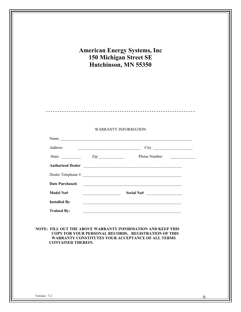American Energy Systems Inglenook User Manual | Page 6 / 52