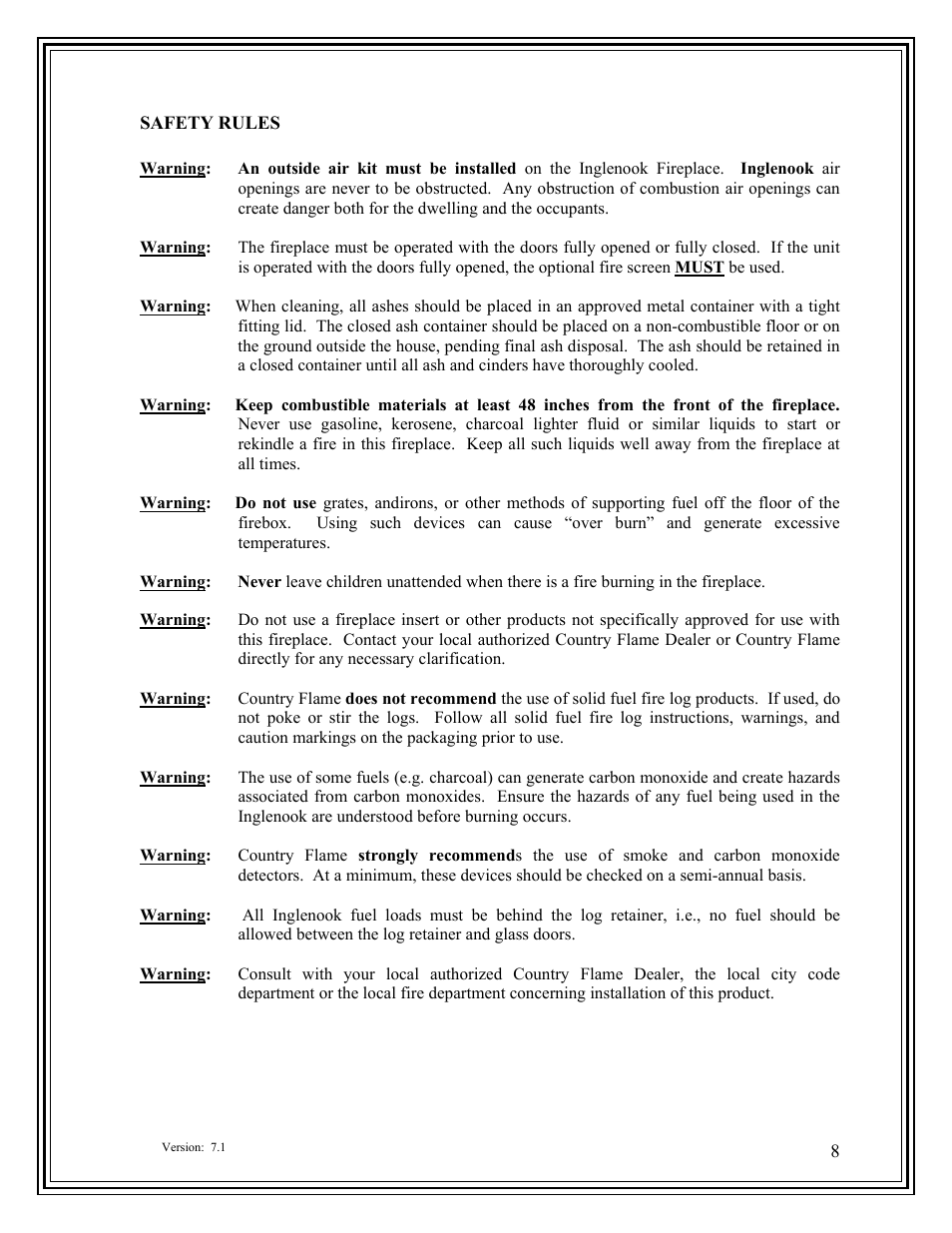 American Energy Systems Inglenook User Manual | Page 8 / 53