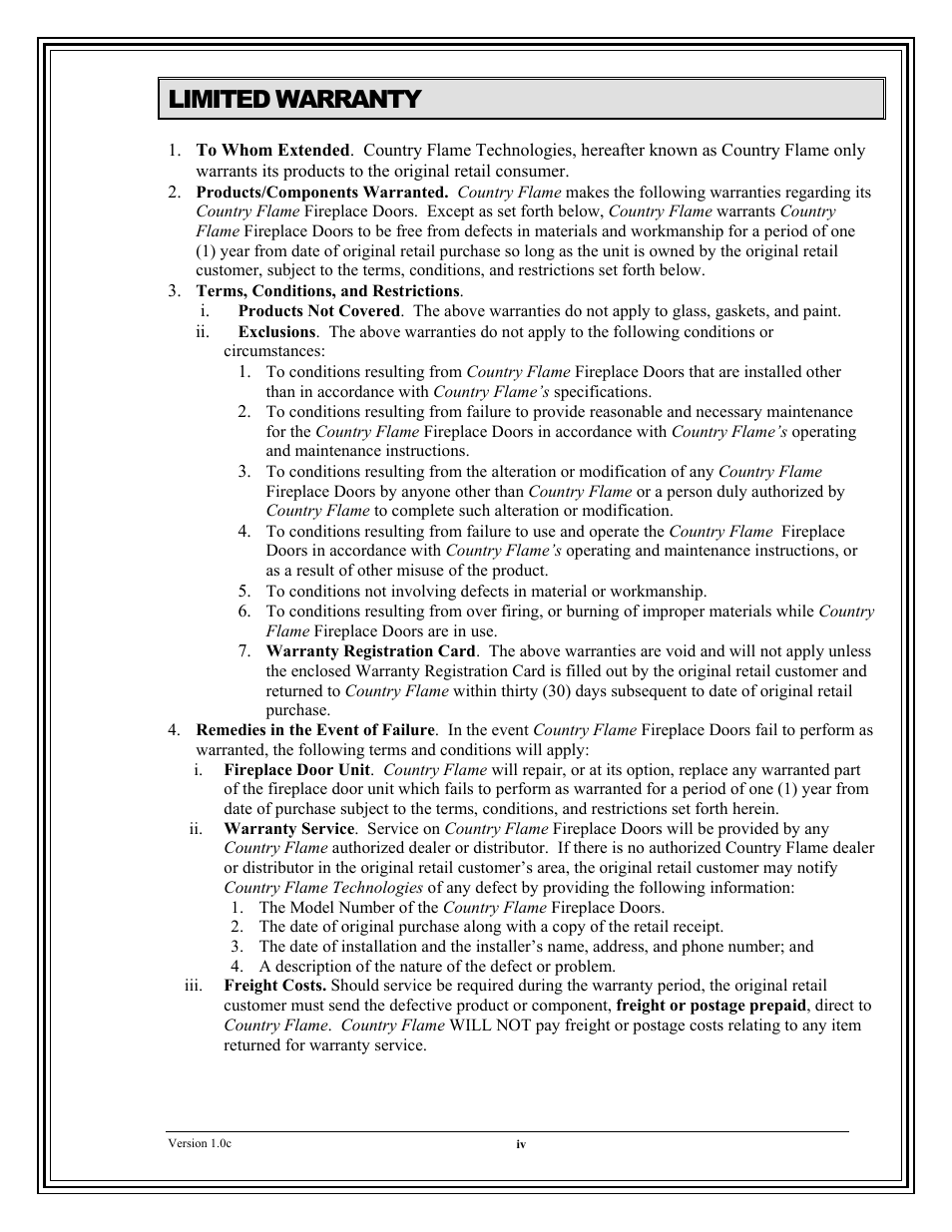 Limited warranty | American Energy Systems Universal Doors User Manual | Page 4 / 28
