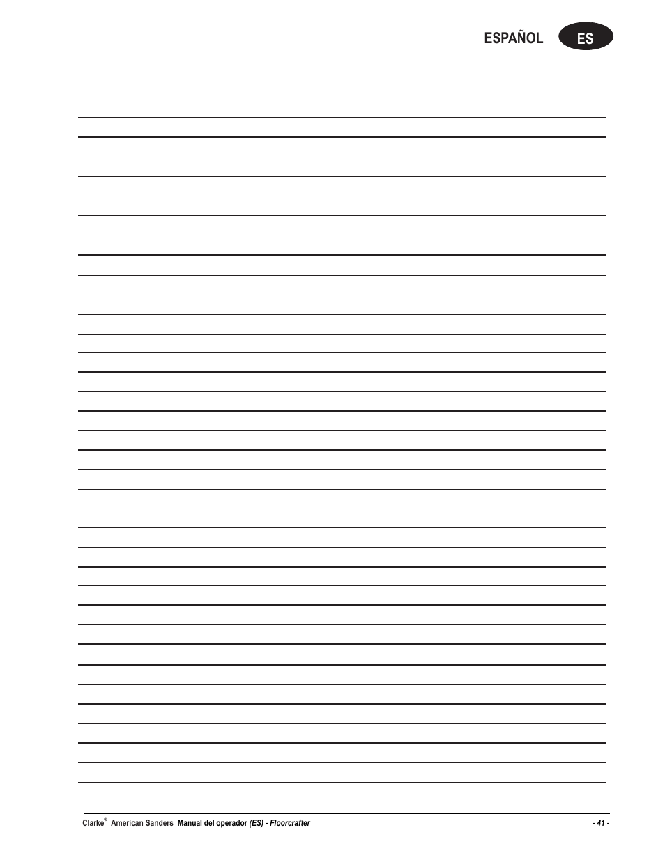 Es español | American Sanders FloorCrafter Belt Sander User Manual | Page 41 / 76