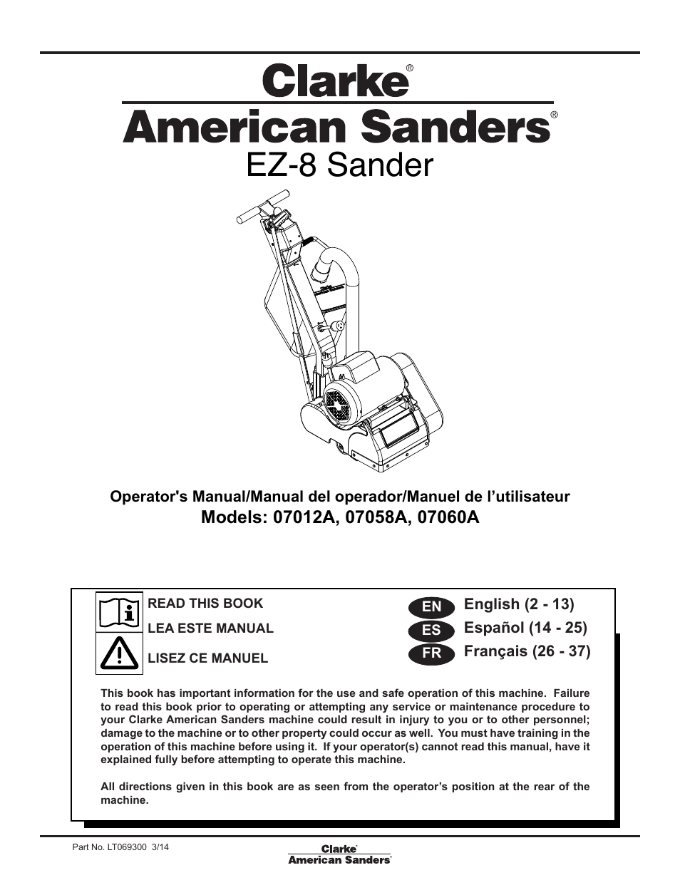 American Sanders EZ-8 Drum Sander User Manual | 50 pages
