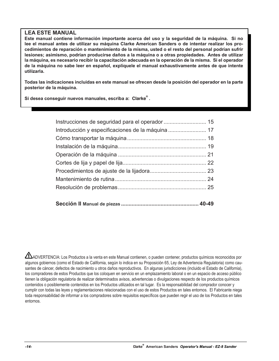 Lea este manual | American Sanders EZ-8 Drum Sander User Manual | Page 14 / 50