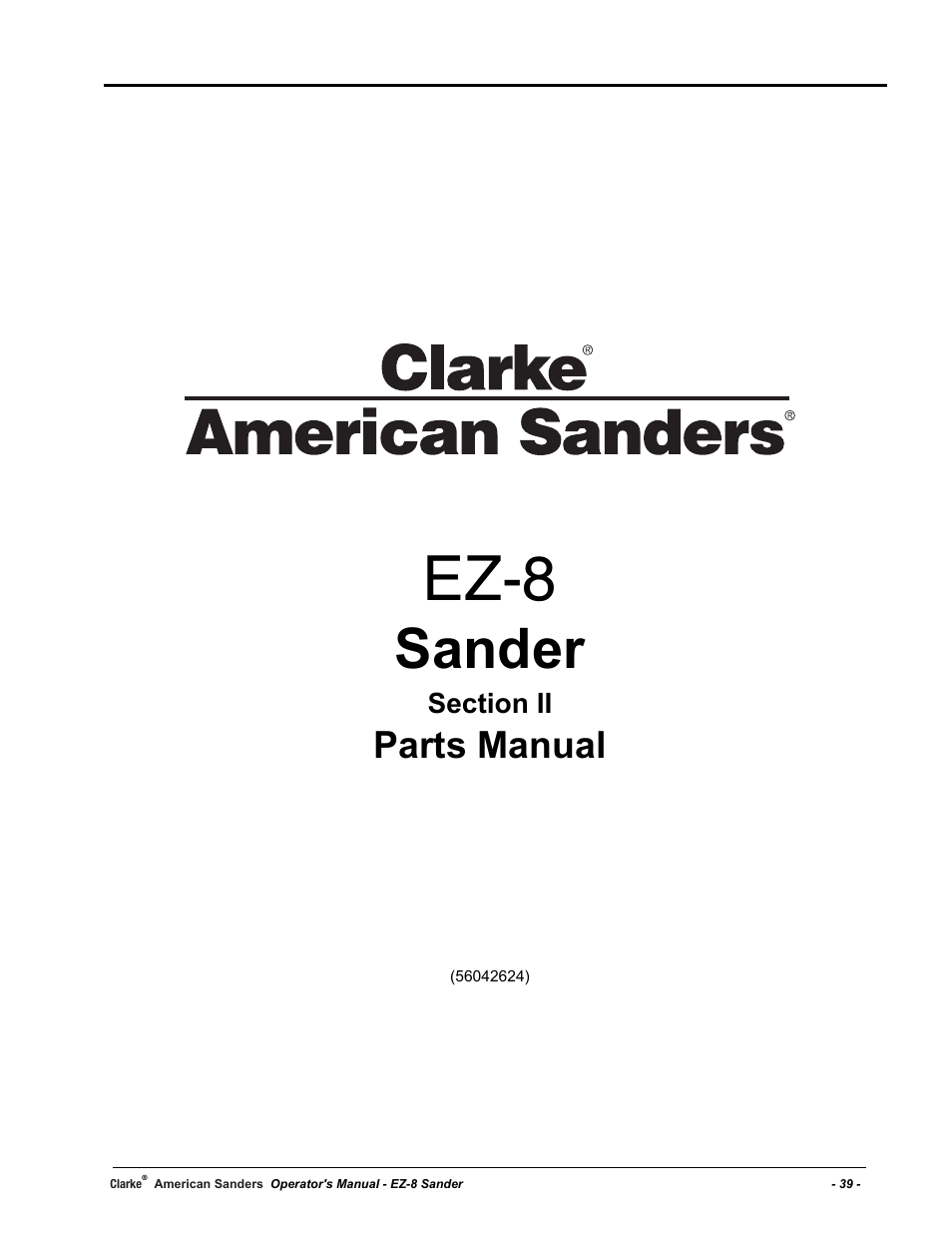 Ez-8, Sander, Parts manual | American Sanders EZ-8 Drum Sander User Manual | Page 39 / 50