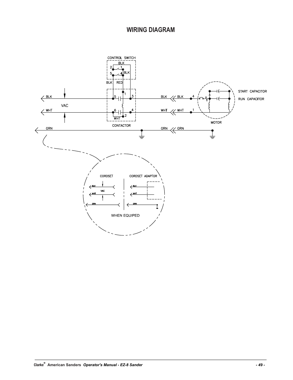 Wiring diagram | American Sanders EZ-8 Drum Sander User Manual | Page 49 / 50